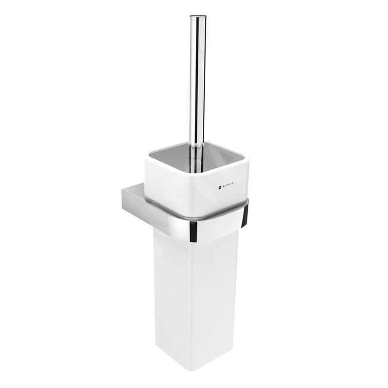 Nimco Nikau - Brosse de toilette murale avec support, blanc/chrome NK 30094K-26