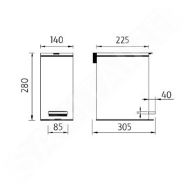 Nimco Poubelles - Poubelle 5 L, noir mat KOS 11005-90