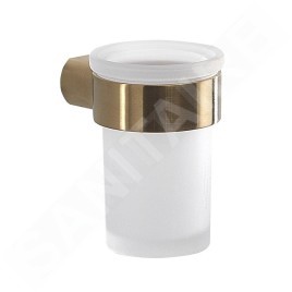 Sapho Gedy Pirenei - Verre pour brosses à dents et dentifrice avec support, verre dépoli/or mat PI1088