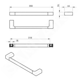 Sapho Gedy Pirenei - Porte-serviettes, longueur 350 mm, or mat PI213588