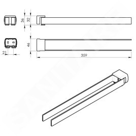 Sapho Gedy Pirenei - Porte-serviettes pivotant, longueur 359 mm, doré PI2387