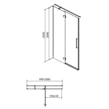Cersanit Crea - Porte de douche 100x202 cm, gauche, chrome/verre clair S159-001