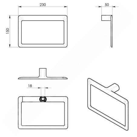 Sapho Gedy Pirenei - Porte-serviettes 230x150 mm, doré PI7087