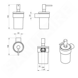Sapho Gedy Pirenei - Distributeur de savon avec support, or/verre satiné PI8187