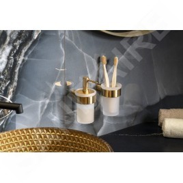 Sapho Gedy Pirenei - Distributeur de savon avec support, or mat/verre satiné PI8188