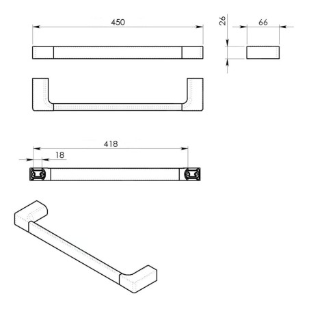 Sapho Gedy Pirenei - Porte-serviettes, longueur 450 mm, doré PI214587
