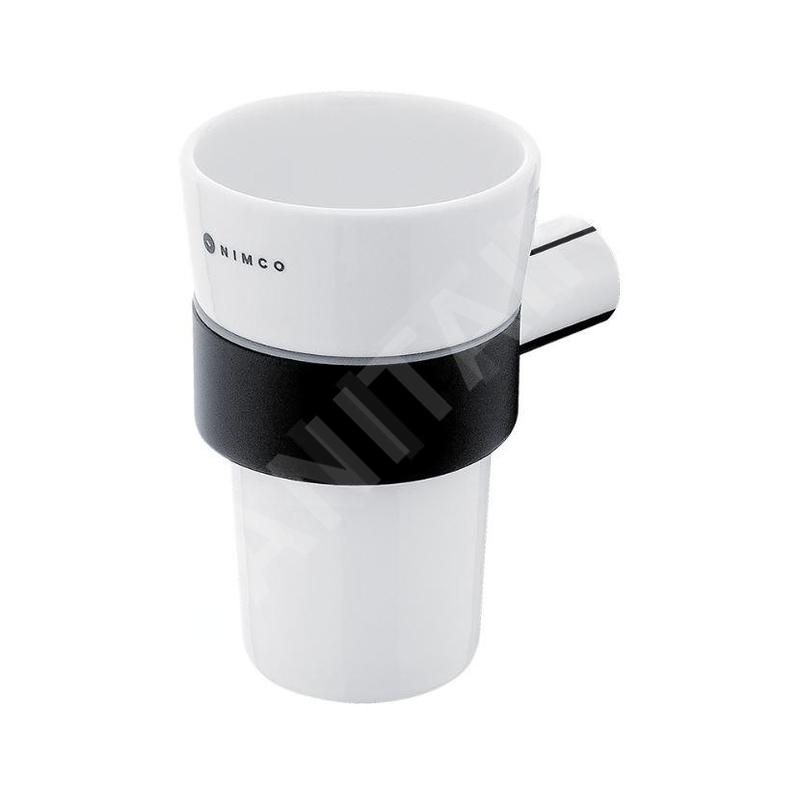Nimco Nava - Porte-brosse à dents et porte-dentifrice, noir mat/chrome NA 28058KU