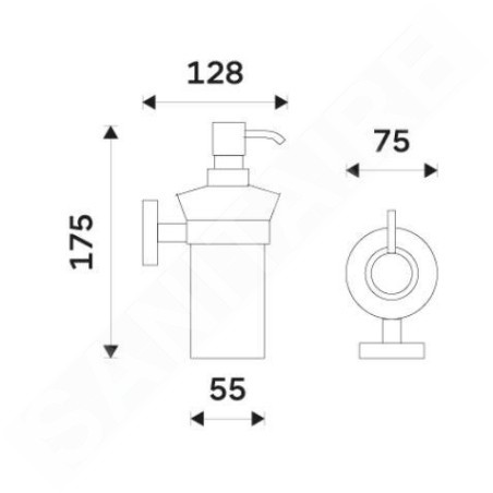Nimco Unix - Distributeur de savon liquide avec support, acier inoxydable brossé UNM 13031KUL-10