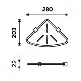 Nimco Bormo - Tablette d'angle, chrome/blanc mat BR X208-26