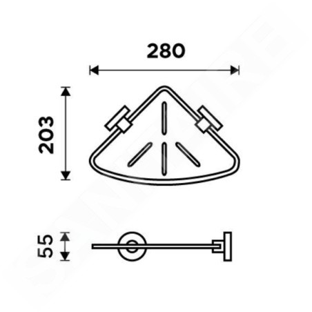 Nimco Unix - Tablette d'angle, chrome/blanc mat UN X208-26