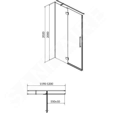 Cersanit Crea - Porte de douche 120x202 cm, gauche, chrome/verre clair S159-003