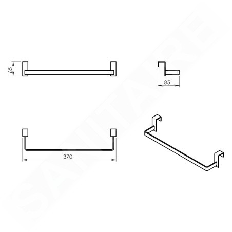 Sapho Accessoires de salle de bains Gedy - Porte-serviettes, noir mat 212914