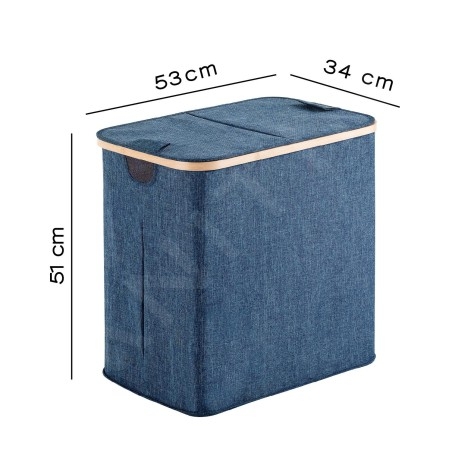 Sapho Accessoires de salle de bains Gedy - Panier à linge, 51 x 34 x 53 cm, bleu/bambou 133805
