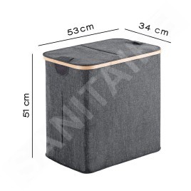Sapho Accessoires de salle de bains Gedy - Panier à linge, 51 x 34 x 53 cm, gris/bambou 133808