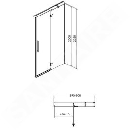 Cersanit Crea - Porte de douche 90x202 cm, droite, chrome/verre clair S159-006