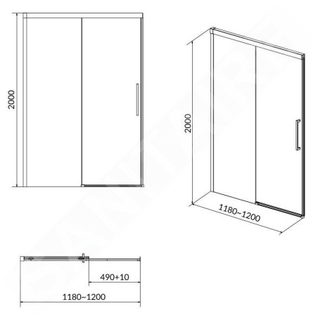 Cersanit Crea - Porte de douche 120x200 cm, chrome/verre clair S159-007