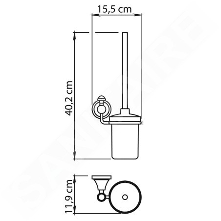 Sapho Gedi Nevis - Brosse WC avec support mural, céramique / chrome NV330313