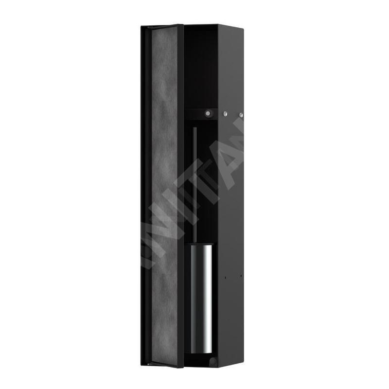 Hansgrohe XtraStoris Rock - Boîte à brosse WC à encastrer, avec étagère, noir mat 56060670