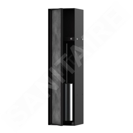 Hansgrohe XtraStoris Rock - Boîte à brosse WC à encastrer, avec étagère, noir mat 56060670