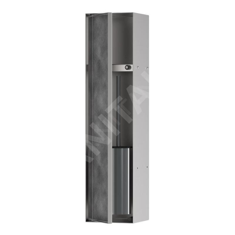 Hansgrohe XtraStoris Rock - Boîte à brosse WC à encastrer, avec étagère, acier brossé 56060800