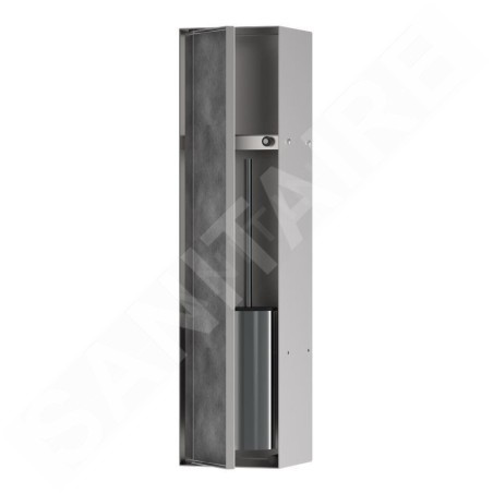 Hansgrohe XtraStoris Rock - Boîte à brosse WC à encastrer, avec étagère, acier brossé 56060800