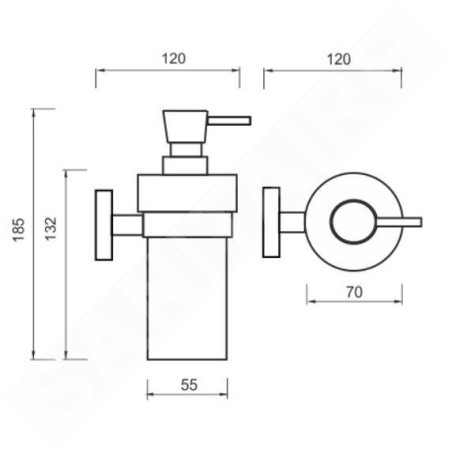 Nimco Unix - Distributeur de savon avec support, verre dépoli/noir mat UNC 13031W-T-90