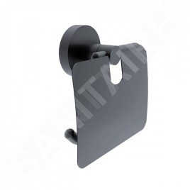 Nimco Unix - Porte-rouleau toilette avec couvercle, noir mat UNC 13055B-90