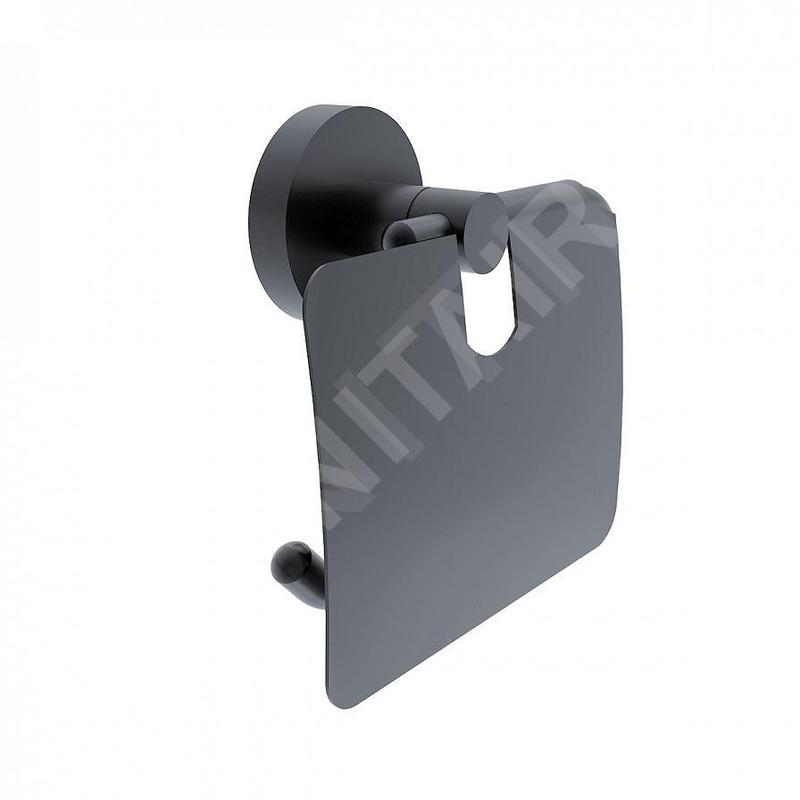 Nimco Unix - Porte-rouleau toilette avec couvercle, noir mat UNC 13055B-90