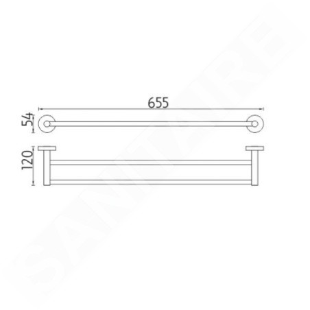 Nimco Unix - Porte-serviettes, longueur 66 cm, noir mat UNC 13061D-90
