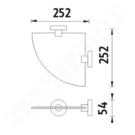 Nimco Unix - Tablette d'angle, verre dépoli/noir mat UNC 13091RB-90