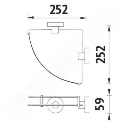 Nimco Unix - Tablette d'angle, verre dépoli/noir mat UNC 13091RBX-90