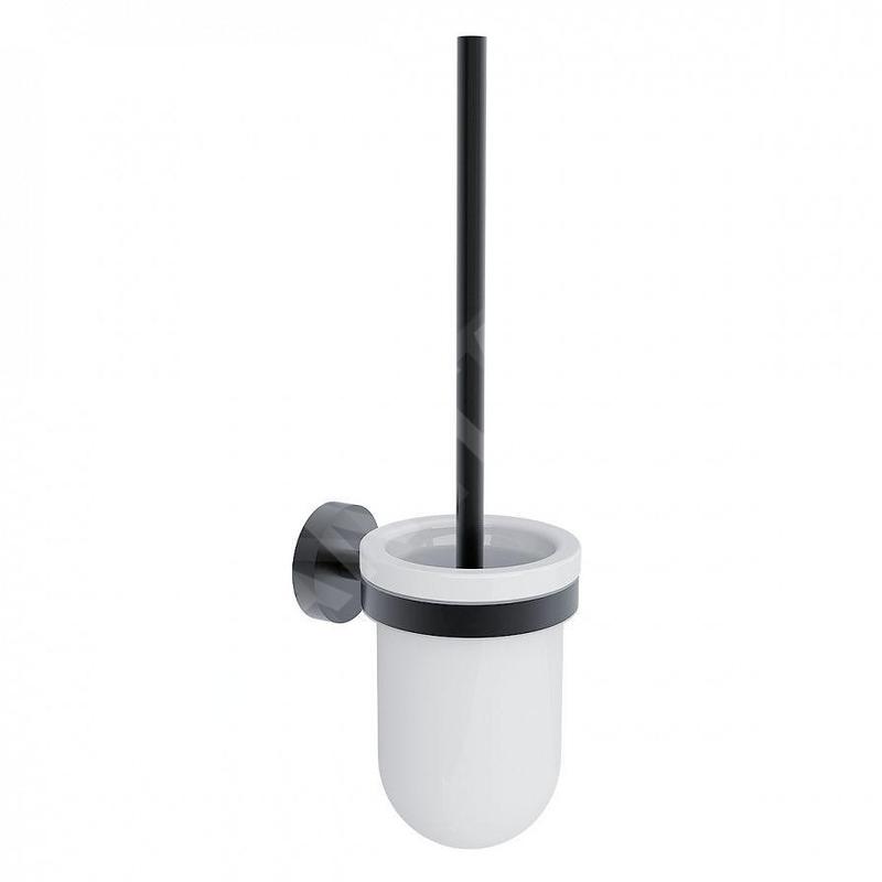 Nimco Unix - Brosse WC avec support mural, céramique/noir mat UNC 13094KU-90