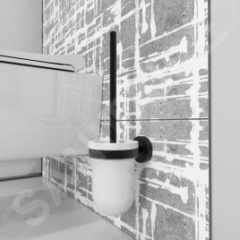Nimco Unix - Brosse WC avec support mural, céramique/noir mat UNC 13094KU-90