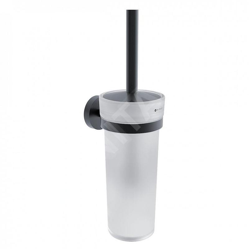 Nimco Unix - Brosse WC murale, avec support, verre dépoli/noir mat UNC 13094W-90