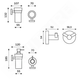 Nimco Unix - Set d'accessoires de salle de bains, verre dépoli/noir mat UNC set-31W-T-90