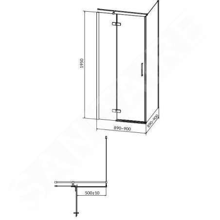Cersanit Jota - Cabine de douche 90x90 cm, gauche, chrome/verre clair S160-001