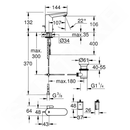 Grohe Eurosmart Cosmopolitan E - Mitigeur de lavabo électronique, chrome 36331001
