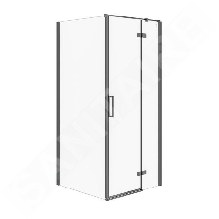 Cersanit Jota - Cabine de douche 90x90 cm, droite, noir/verre clair S160-004
