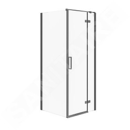 Cersanit Jota - Cabine de douche 80x80 cm, droite, noir/verre clair S160-008
