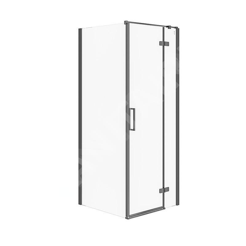 Cersanit Jota - Cabine de douche 80x80 cm, droite, noir/verre clair S160-008