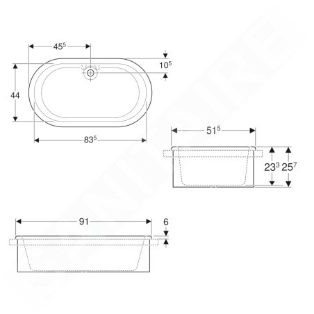 Geberit Bambini - Baignoire bébé, montage sur plan, blanc alpin 407010016