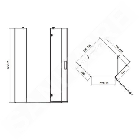 Cersanit Jota - Cabine de douche 80x80 cm, droite, chrome/verre clair S160-009