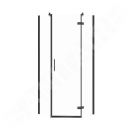 Cersanit Jota - Cabine de douche 80x80 cm, droite, noir/verre clair S160-011