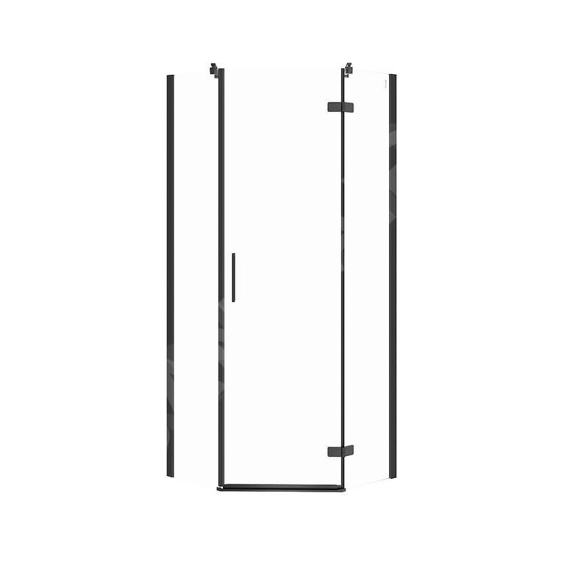 Cersanit Jota - Cabine de douche 80x80 cm, droite, noir/verre clair S160-011