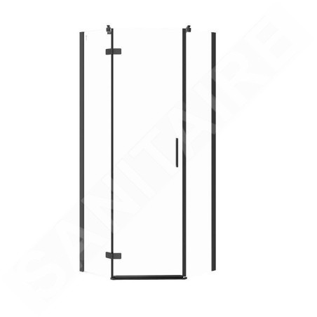 Cersanit Jota - Cabine de douche 80x80 cm, gauche, noir/verre clair S160-012