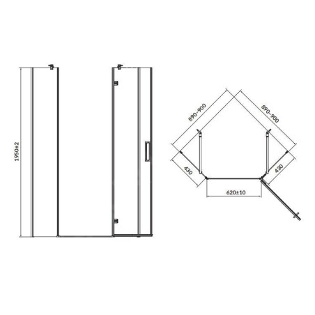 Cersanit Jota - Cabine de douche 90x90 cm, droite, chrome/verre clair S160-013
