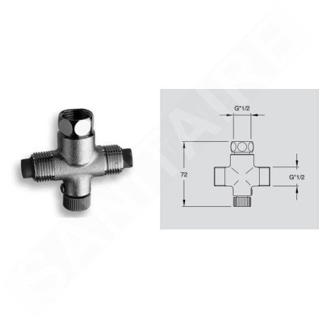 Sapho Accessoires - Régulateur de température soupapes de support 1/2", chrome AT95051
