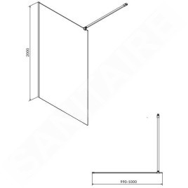 Cersanit Mille - Paroi de douche Walk-In, 100x200 cm, chrome/verre clair S161-001