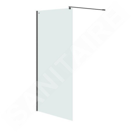 Cersanit Mille - Paroi de douche Walk-In, 100x200 cm, noir/verre clair S161-003