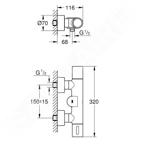 Grohe Eurosmart Cosmopolitan E - Mitigeur de douche électronique, à piles, chrome 36457000
